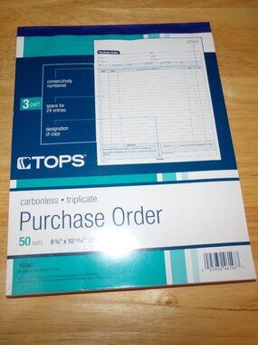 TOPS Office Supplies Purchase Orders Carbonless-tripicate 50 set